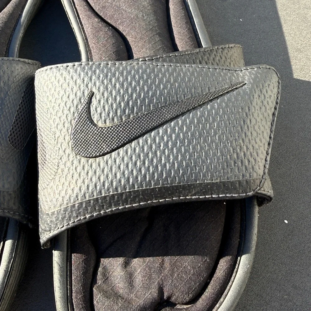 Nike Solarsoft Slides Mens 12, Y2K Swoosh Black Gray Comfort Sz 45